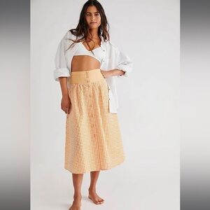 PASTICHE 
Hardy Checked Midi Skirt - Tangerine